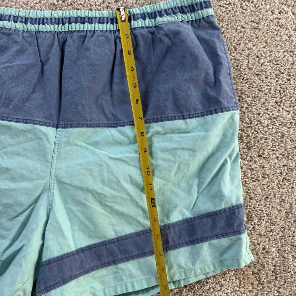 Vintage Colorblock Swim Shorts Mens XL Blue Mesh Lined Elastic Waist Trunks